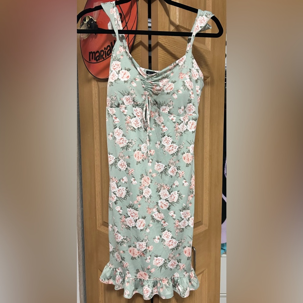 Sage green floral dress